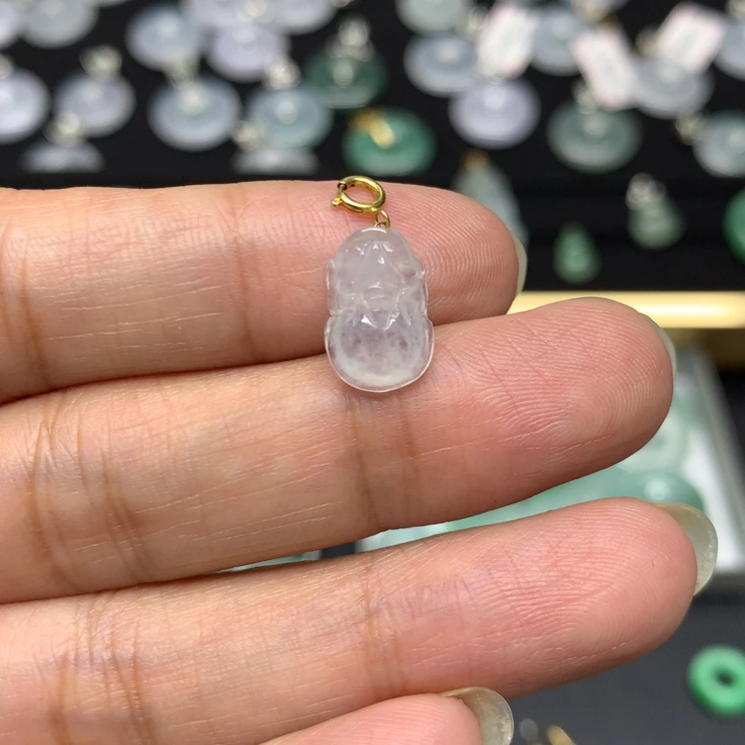 吊坠(不含链)18K金镶嵌翡翠有纹