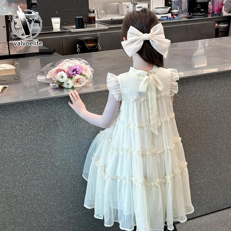 VALVOELITE女大童夏连衣裙2025新款洋气背心裙薄款雪纺公主裙子。