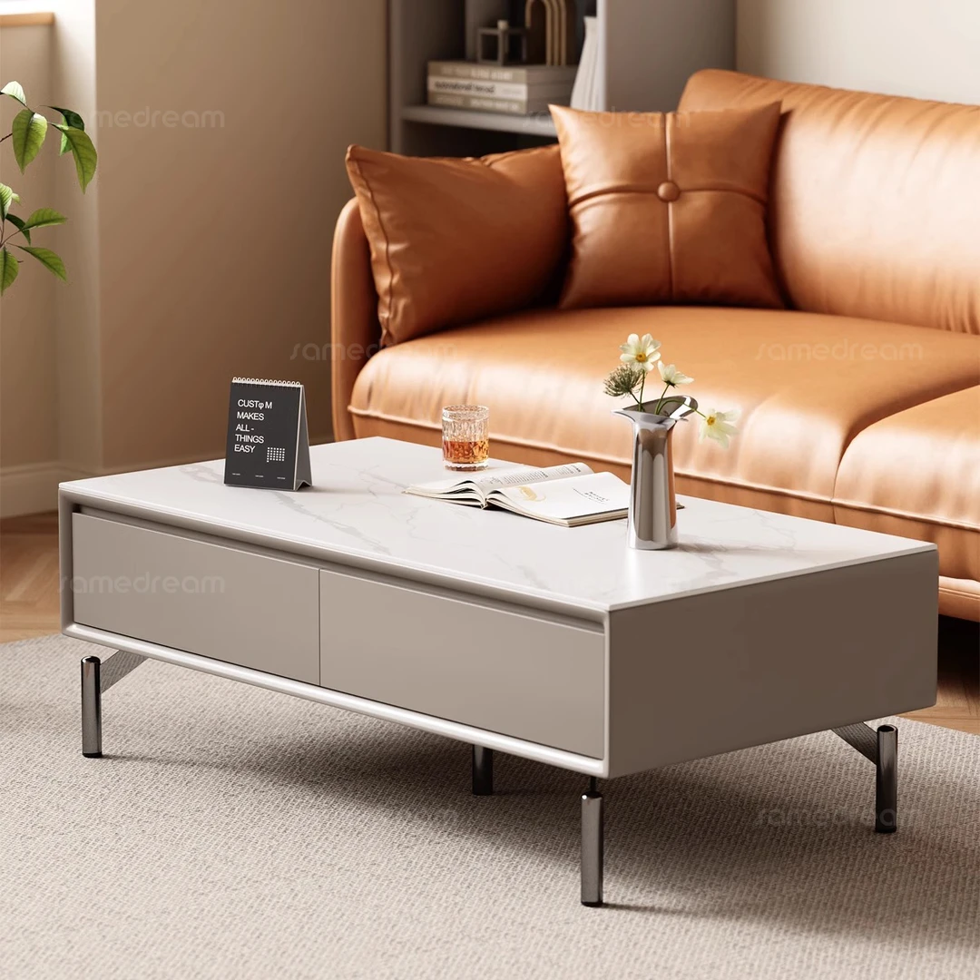 实木岩板茶几客厅家用2025新款轻奢高端大气茶几桌小户型落地茶台