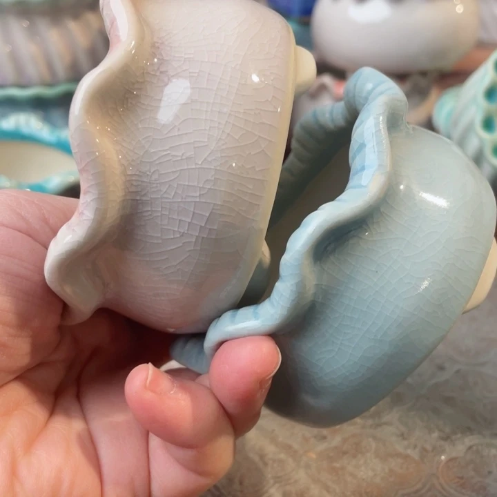 陶瓷8*5 半手工花盆浮力炸节日浮力炸