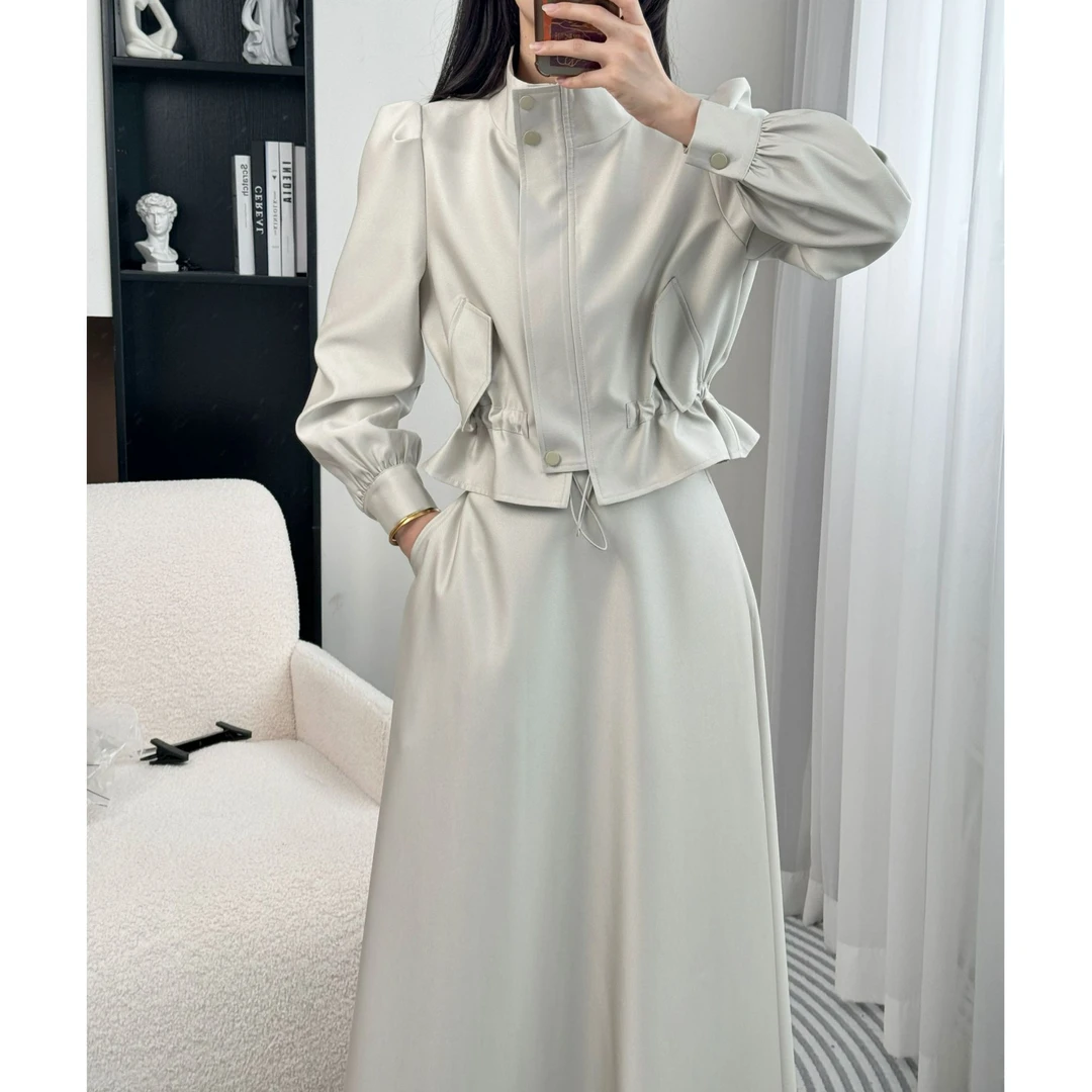 拉夏贝尔/25现货秋新气质显瘦百搭小香风外套+半身裙 10116 LSC