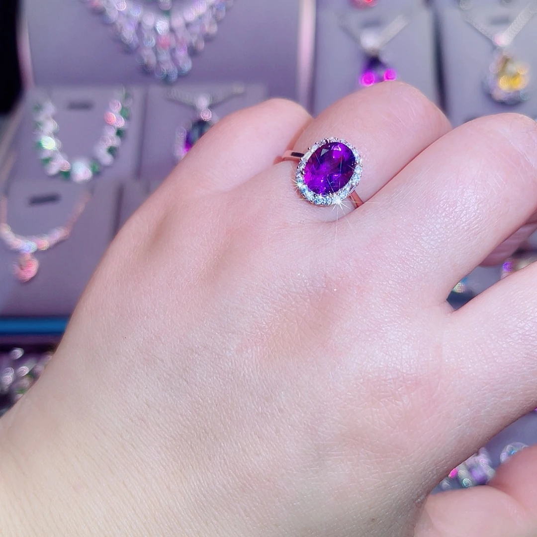 银S925镶嵌戒指紫晶