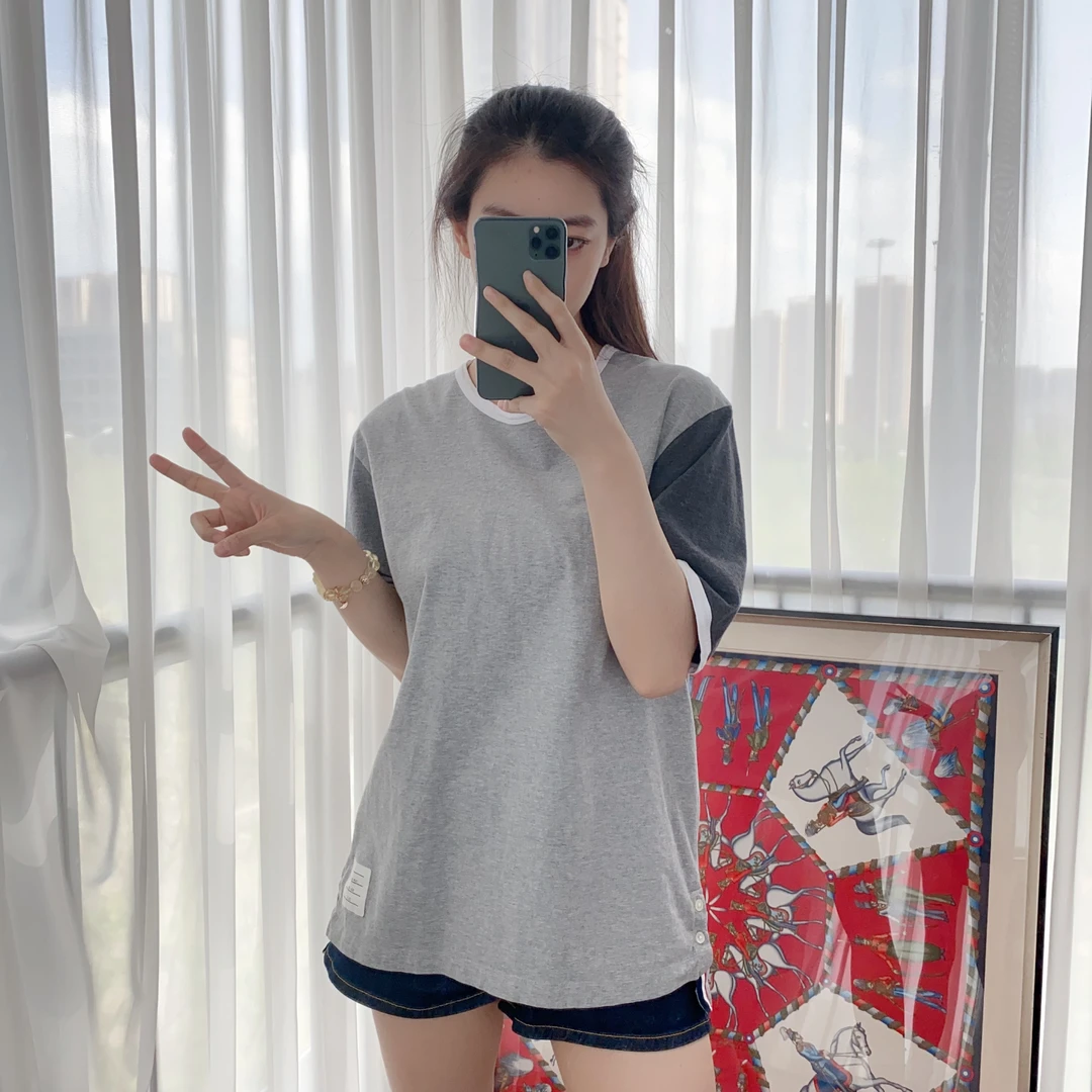 95新 THOMBROWNE 短袖T恤S码灰色/250408ZSXVQ06