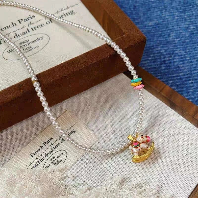 铜合金项链 铜合金1137法式浪漫小马精致项链