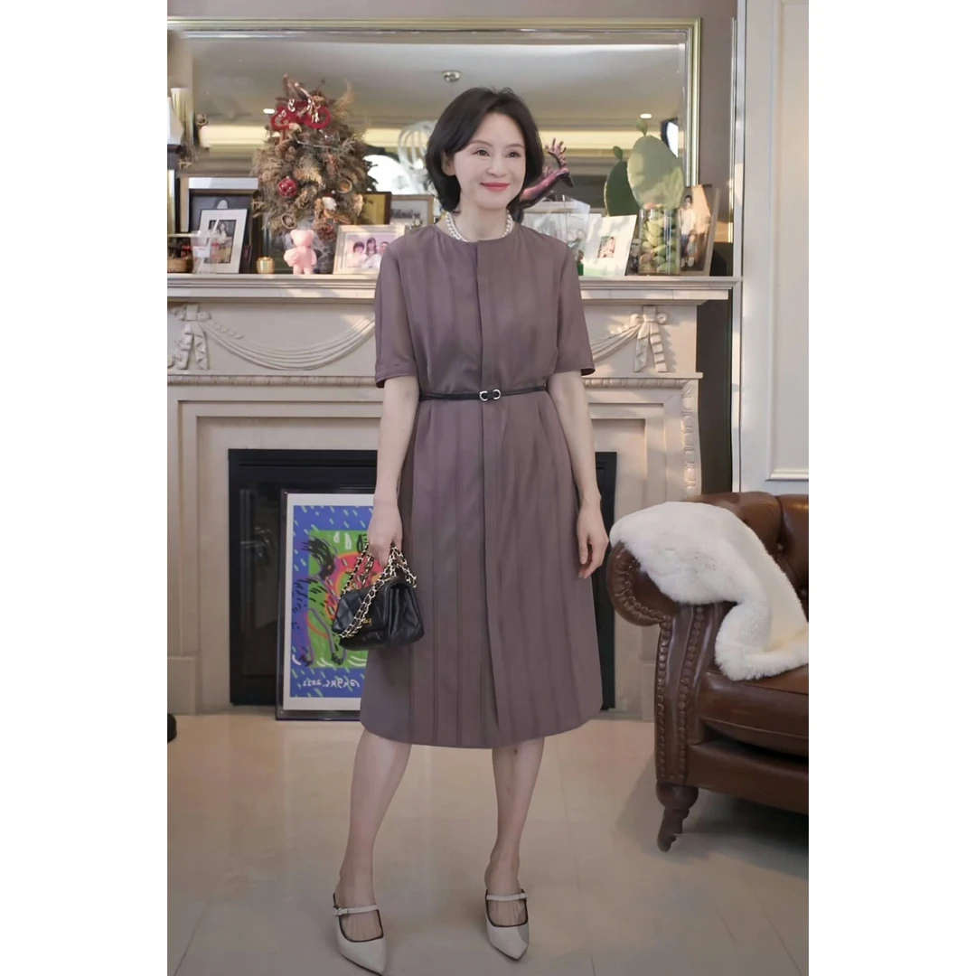 我是摩羯 大女主 6A级桑蚕丝18MM弹力双绉H型系带夏连衣裙