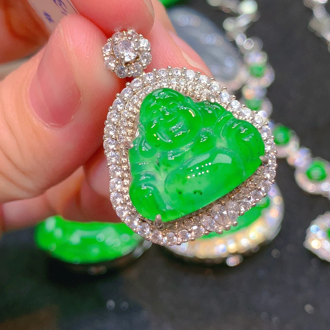 吊坠(不含链)银S925镶嵌翡翠翡翠