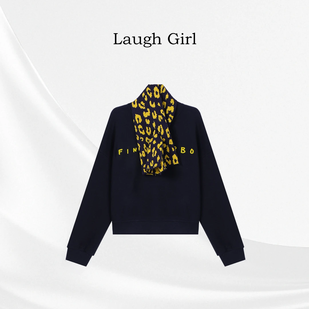 楚楚君 Laugh girl【调性卫衣】秋冬德绒加厚字母宽松卫衣VL55037J