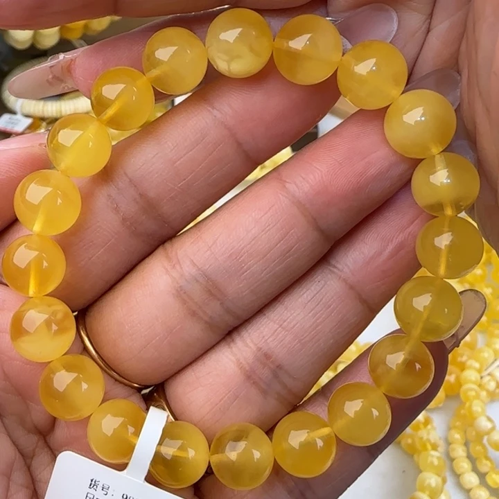手链蜜蜡未镶嵌鸡油黄圆珠手串