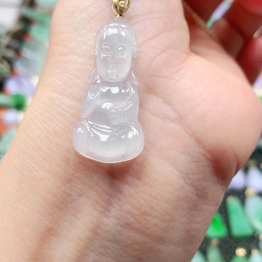 吊坠(不含链)18K金镶嵌翡翠