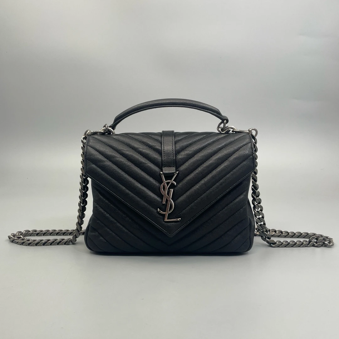 95新 YSL/圣罗兰 YSL 全皮V纹邮差链条斜挎包 尺寸23*17 A3857
