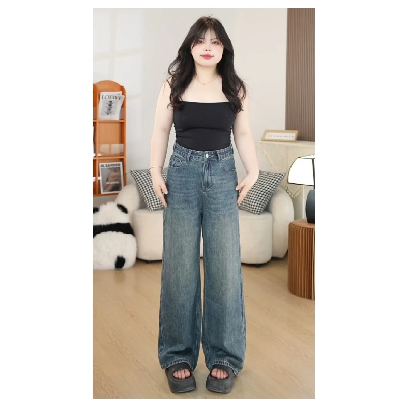 【嘟嘟专属】夏季2025新款高腰直筒洋气显瘦牛仔裤女款爆款2025新款