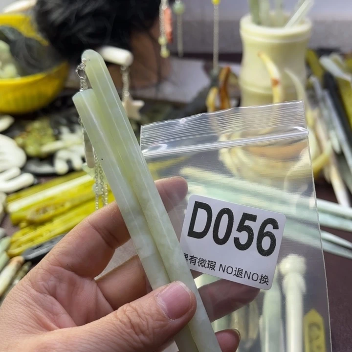 蛇纹石玉发饰合金挪*