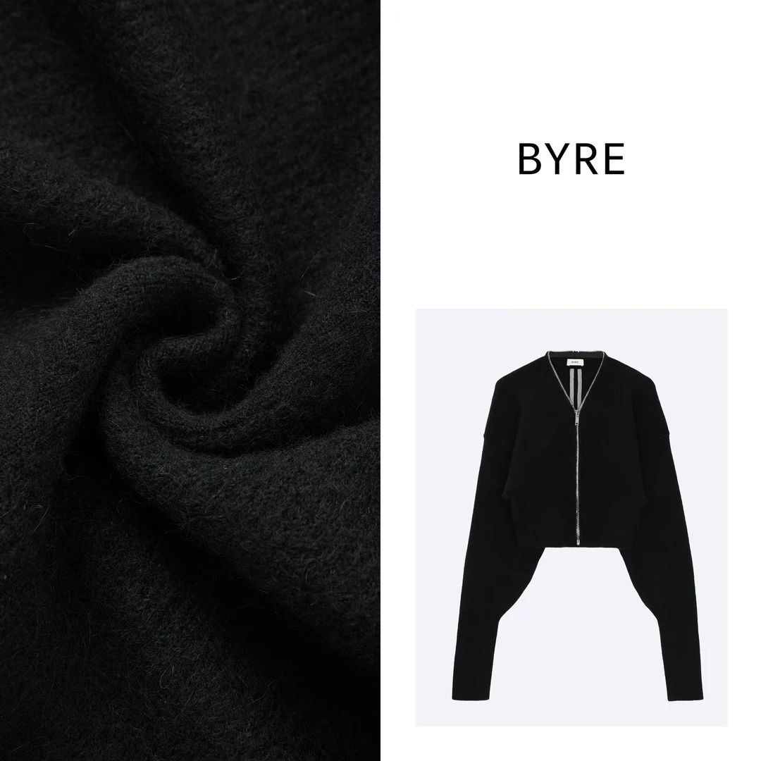 BY421 随意感V领拉链毛衣