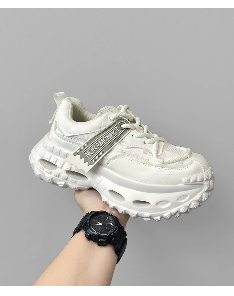 透气网面榴莲鞋2024夏季老爹鞋男做旧厚底百搭时尚炸街情侣轮胎鞋