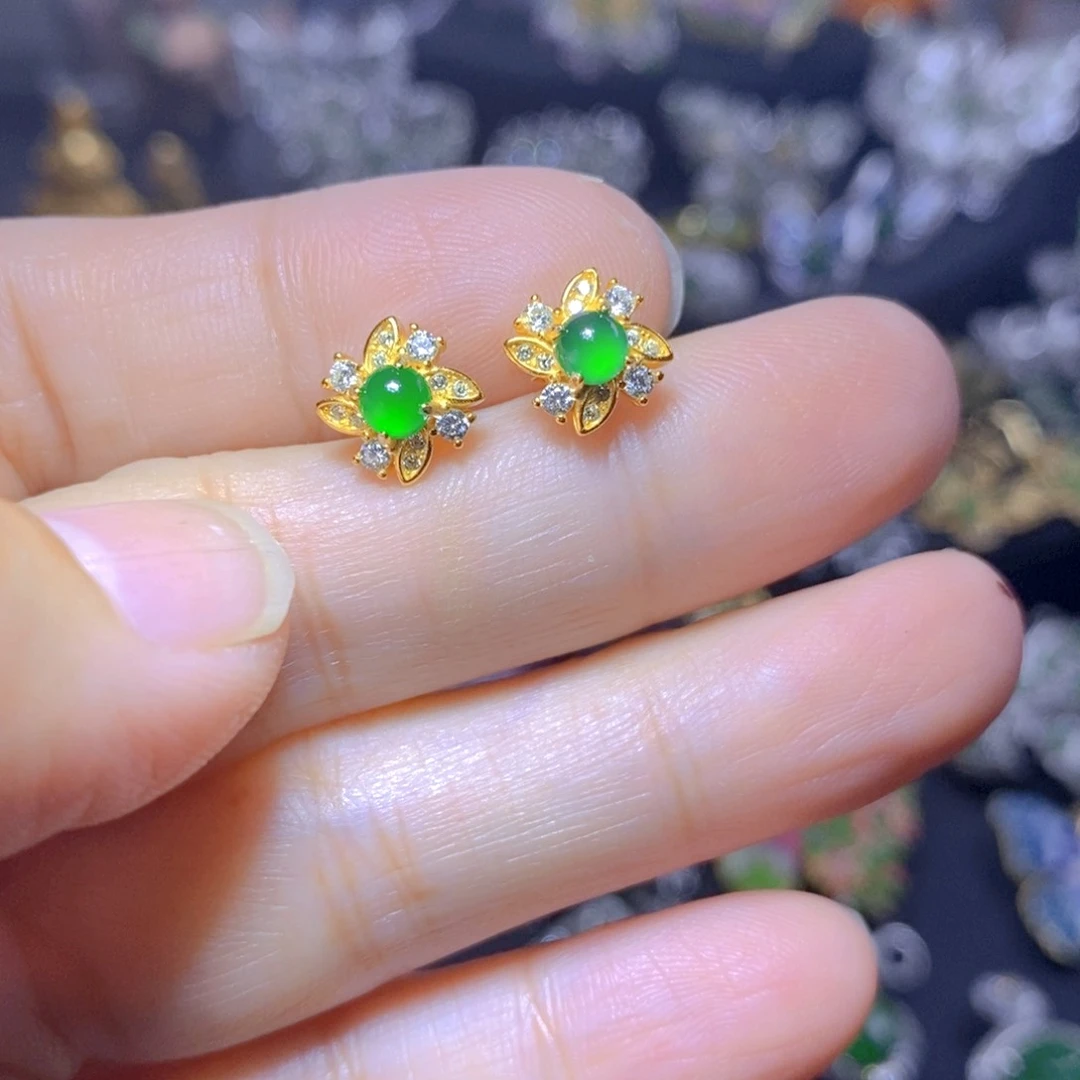 翡翠银S925镶嵌吊坠(不含链)天然翡翠