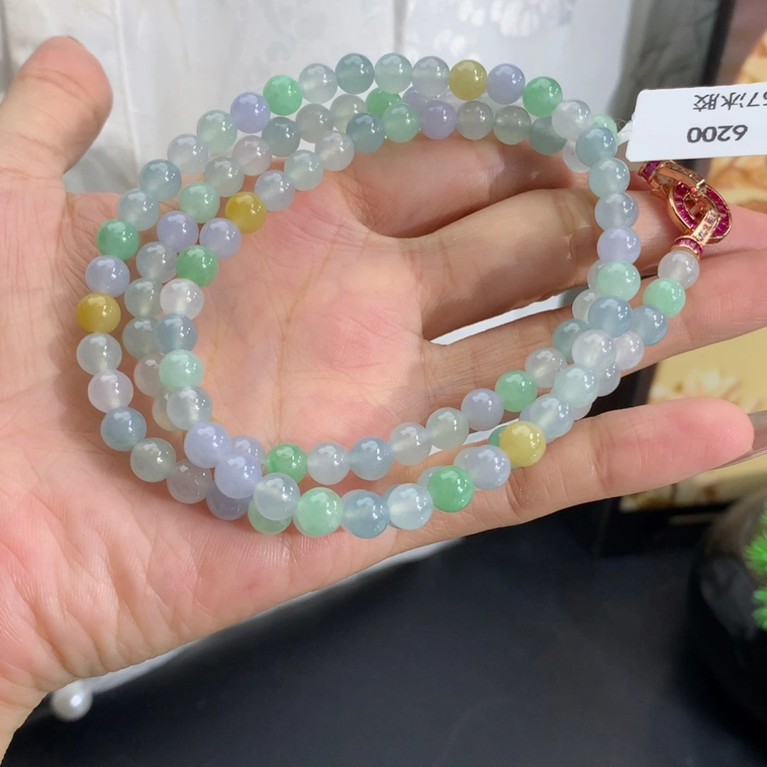 翡翠未镶嵌手串卡6冰胶多宝项链