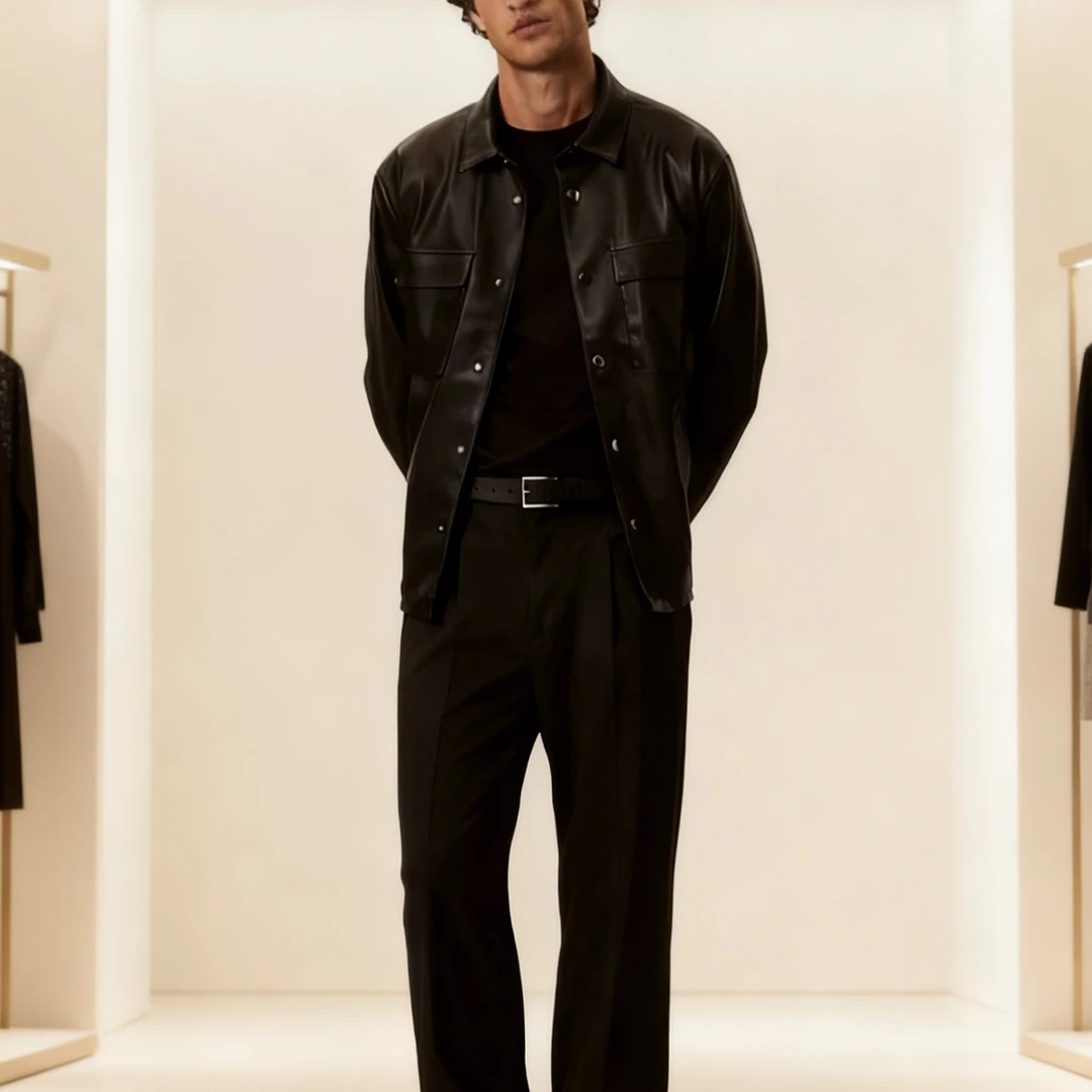 CALVIN KLEIN纯色尖领口袋长袖单排扣夹克外套 男款 4RE404G