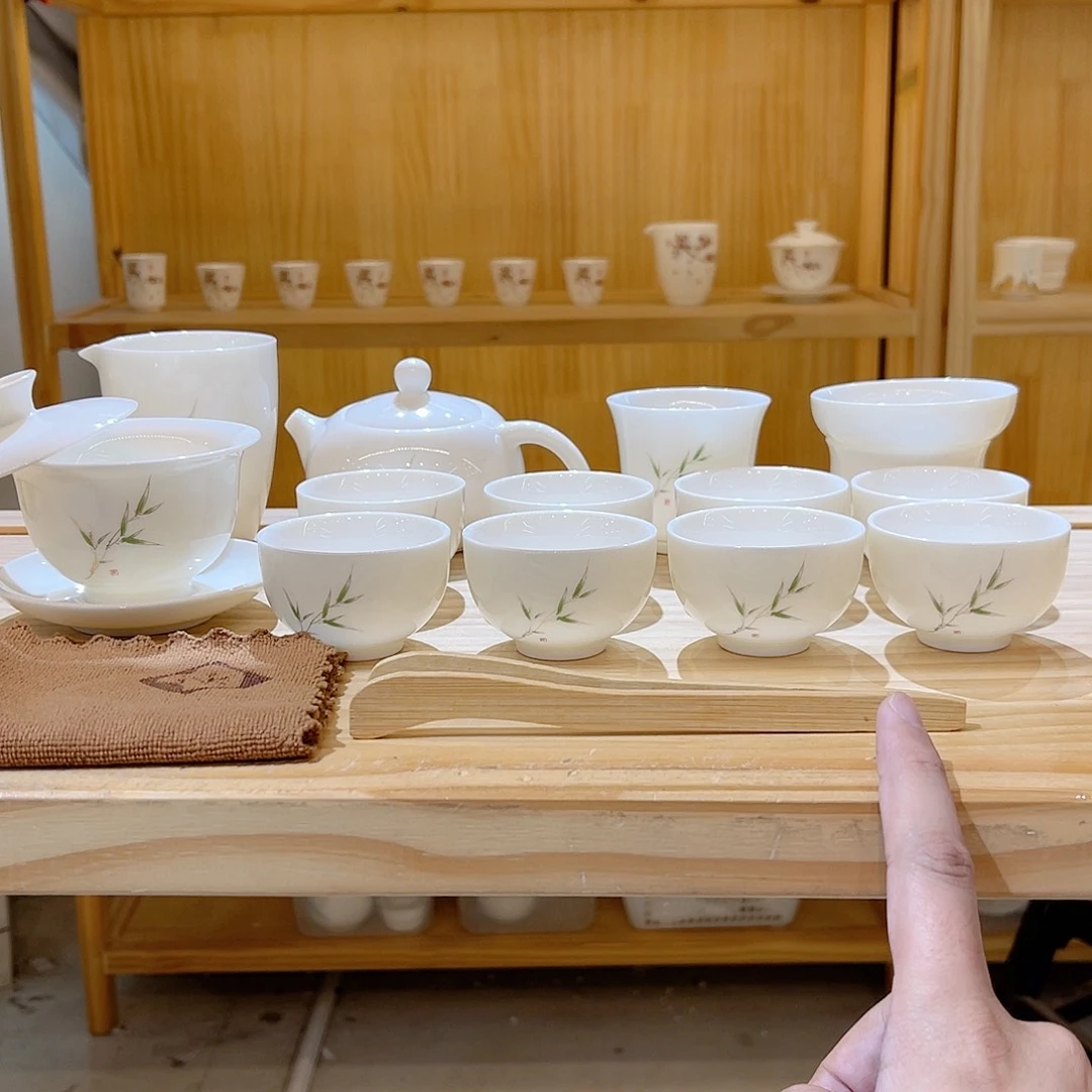 杯玄致羊脂玉瓷茶具套装