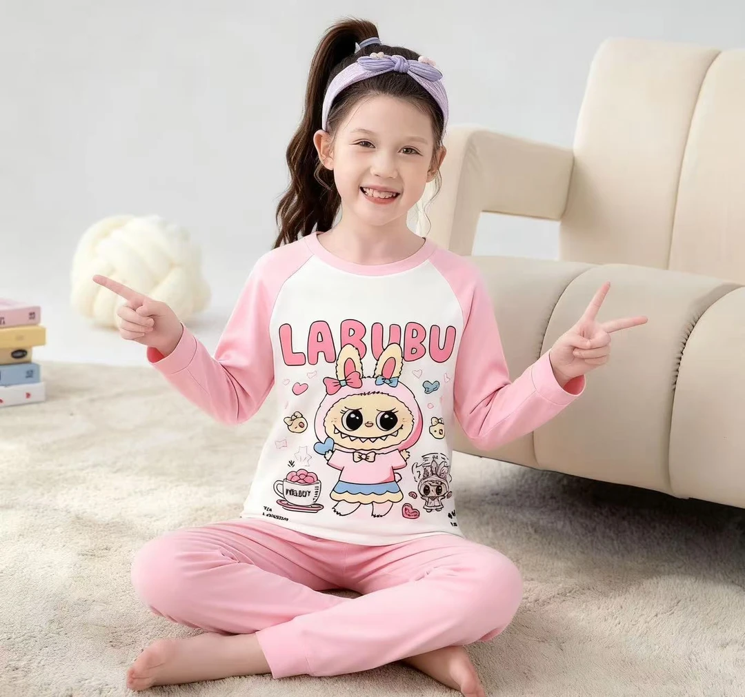 新款秋冬保暖内衣套装长袖插肩家居服男女宝两件套套装