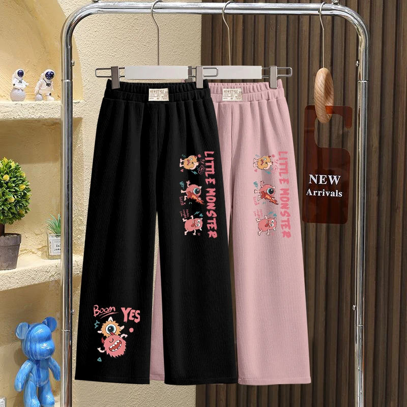 儿童裤子2025春秋新款阔腿裤中大童洋气直筒裤女童秋装灯芯绒长裤