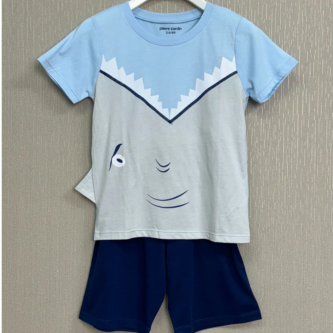皮尔卡丹儿童男短袖套装时尚休闲蓝色运动宽松男款夏季KD250060