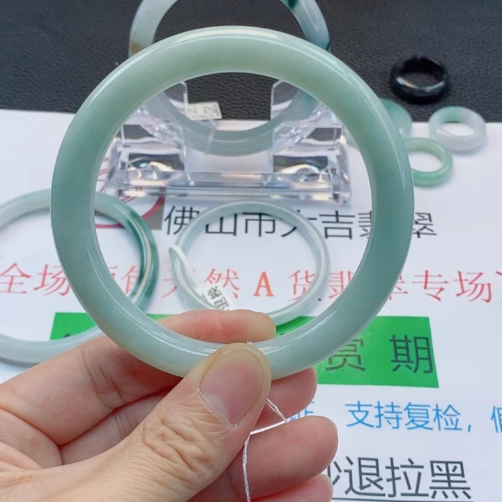 翡翠未镶嵌手镯美人条手镯63-65圈口
