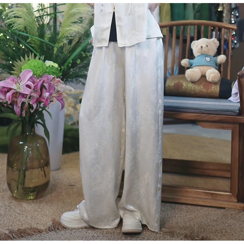 【潇洒丝麻大甩裤】高腰遮肉阔腿显瘦显高显腿长国风高端质感