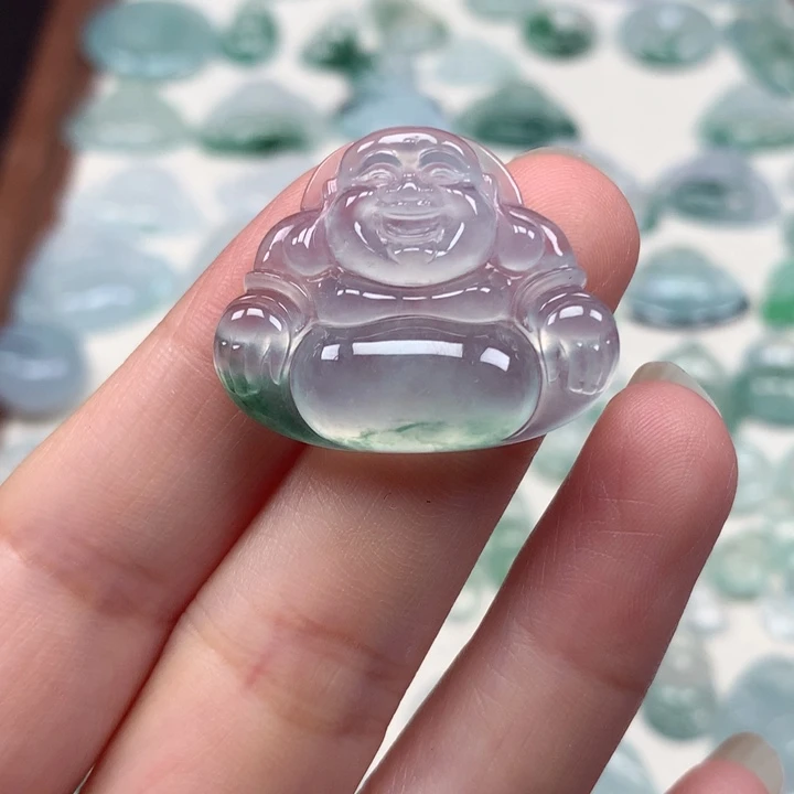 翡翠未镶嵌颈饰高冰飘花佛公