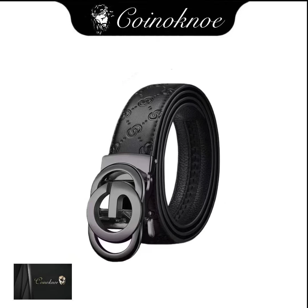 HUANANSHEPIN男士皮带合金扣单G黑色休闲自动扣商务百搭款