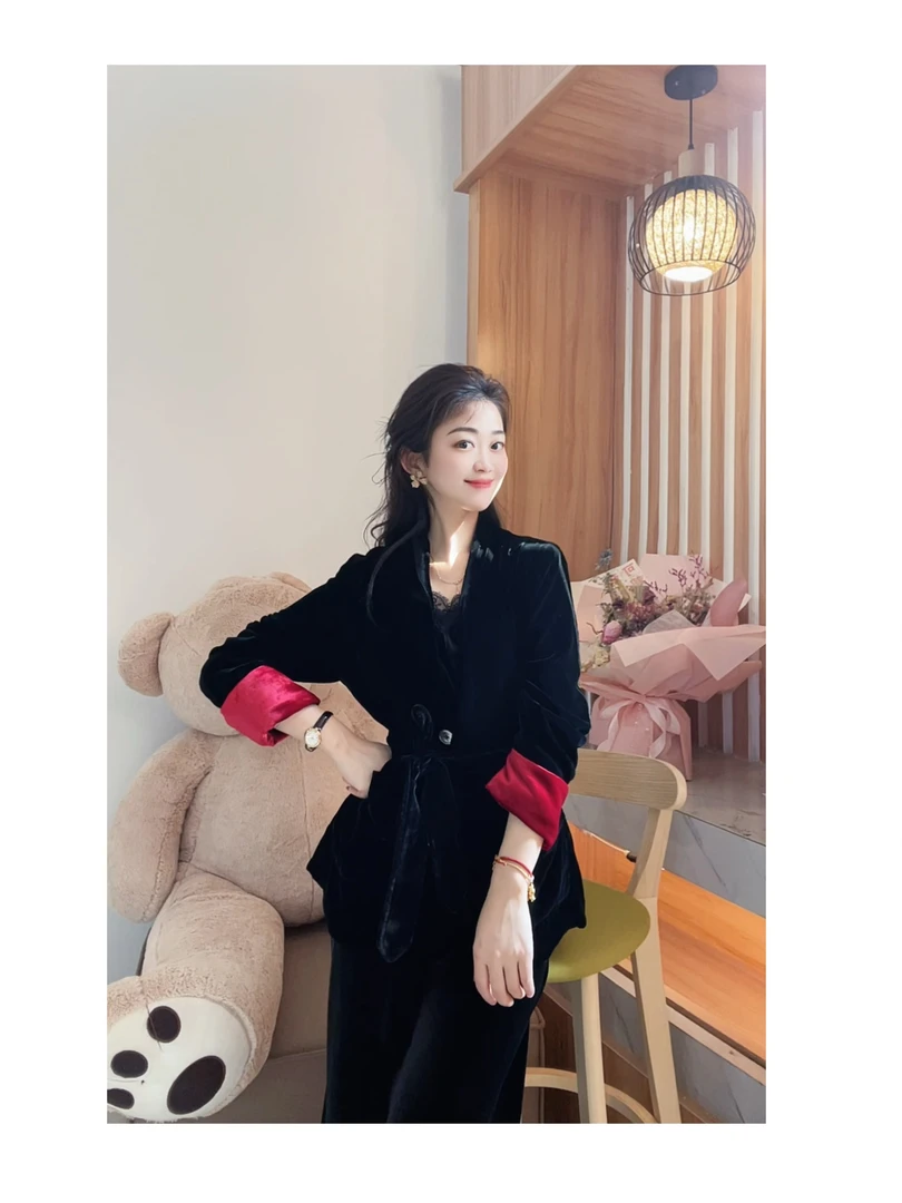 西装福利春秋款桑蚕丝丝绒外套百搭通勤时尚三八妇女节上衣DY2102