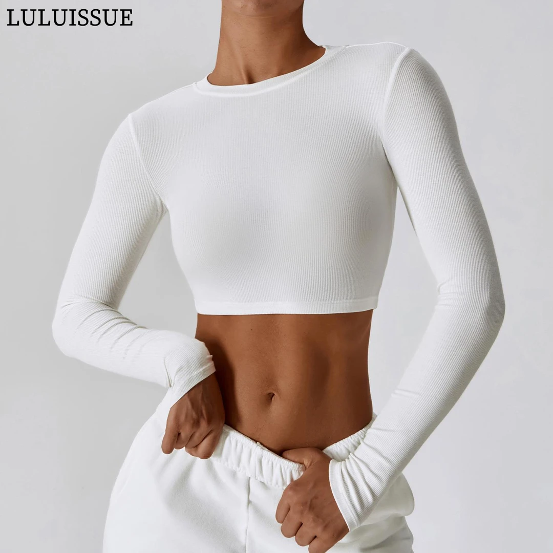 LULUISSUE休闲运动T恤健身长袖瑜伽服无胸垫显瘦轻薄普拉提上衣