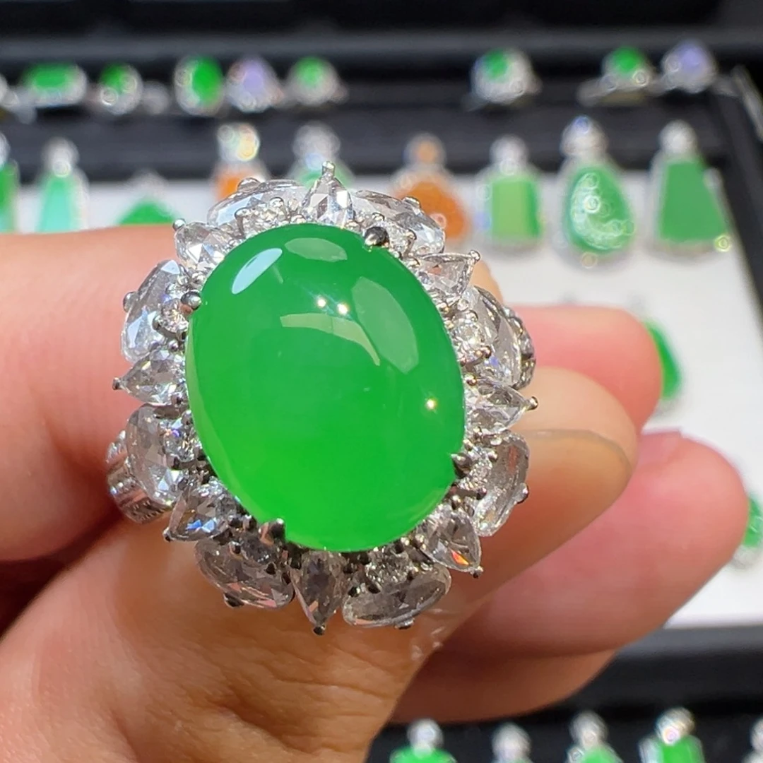 翡翠戒指18K金镶嵌收货48小时鉴赏期