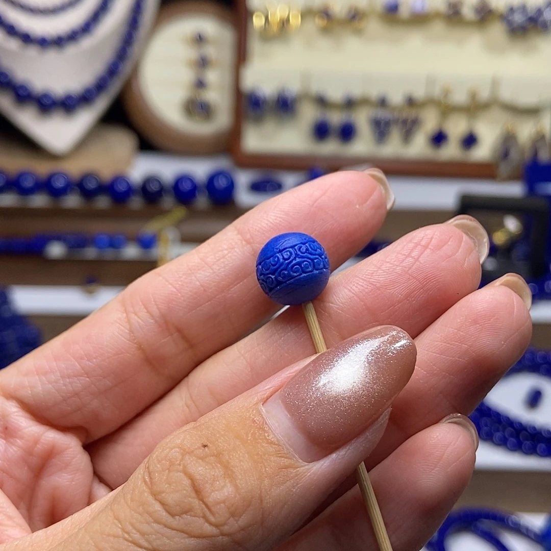 未镶嵌青金石克莱因蓝精工回纹单珠10.8