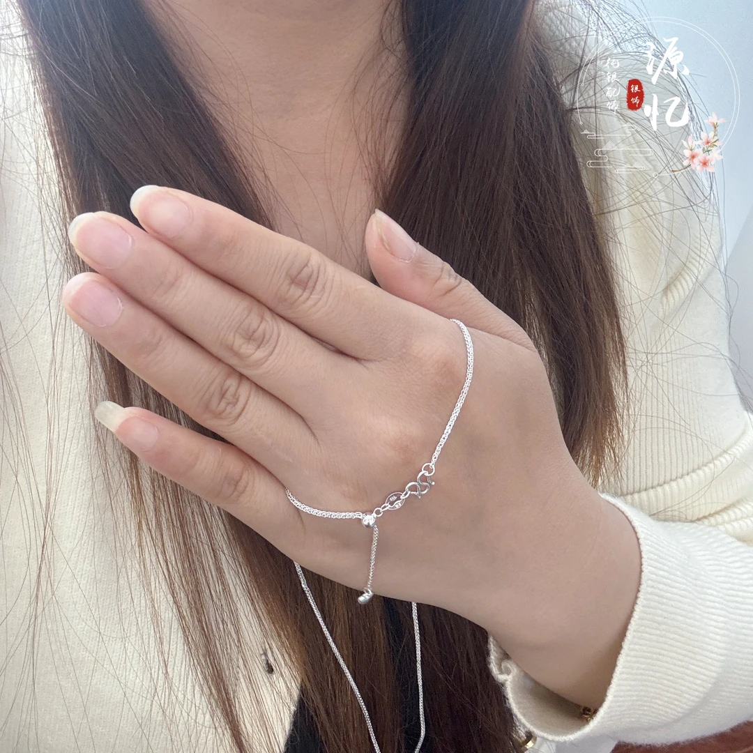链子足银 足银999可调节万能肖邦链简约大方易搭配 45cm50cm