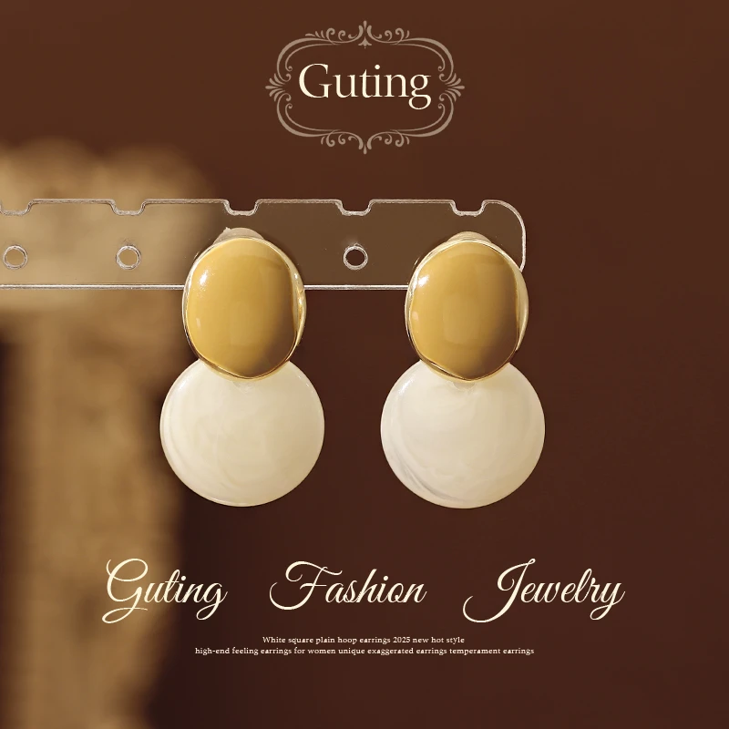 铜合金耳饰 11285高级感耳饰手工滴油气质港风耳环民族风百搭耳钉