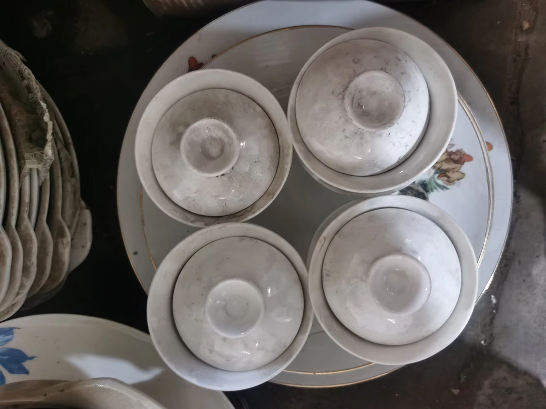 日用白瓷，日常盖碗4个
