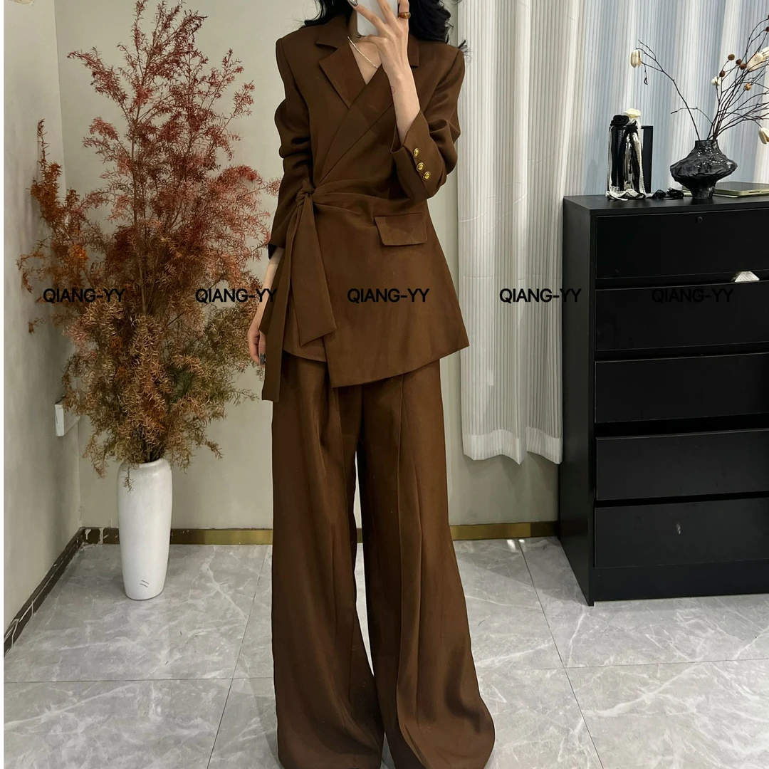 QIANG-YY老钱风通勤风时尚套装上衣设计师时尚气质显瘦裤子281