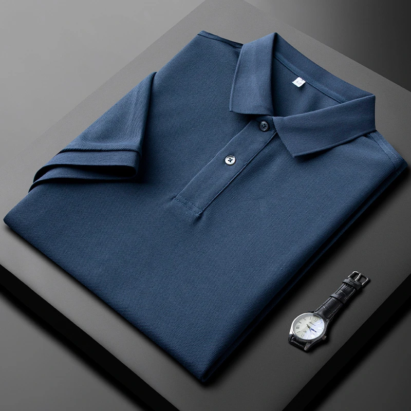 轻奢夏季薄款纯色翻领polo衫男短袖2025新款修身休闲商务半袖上衣