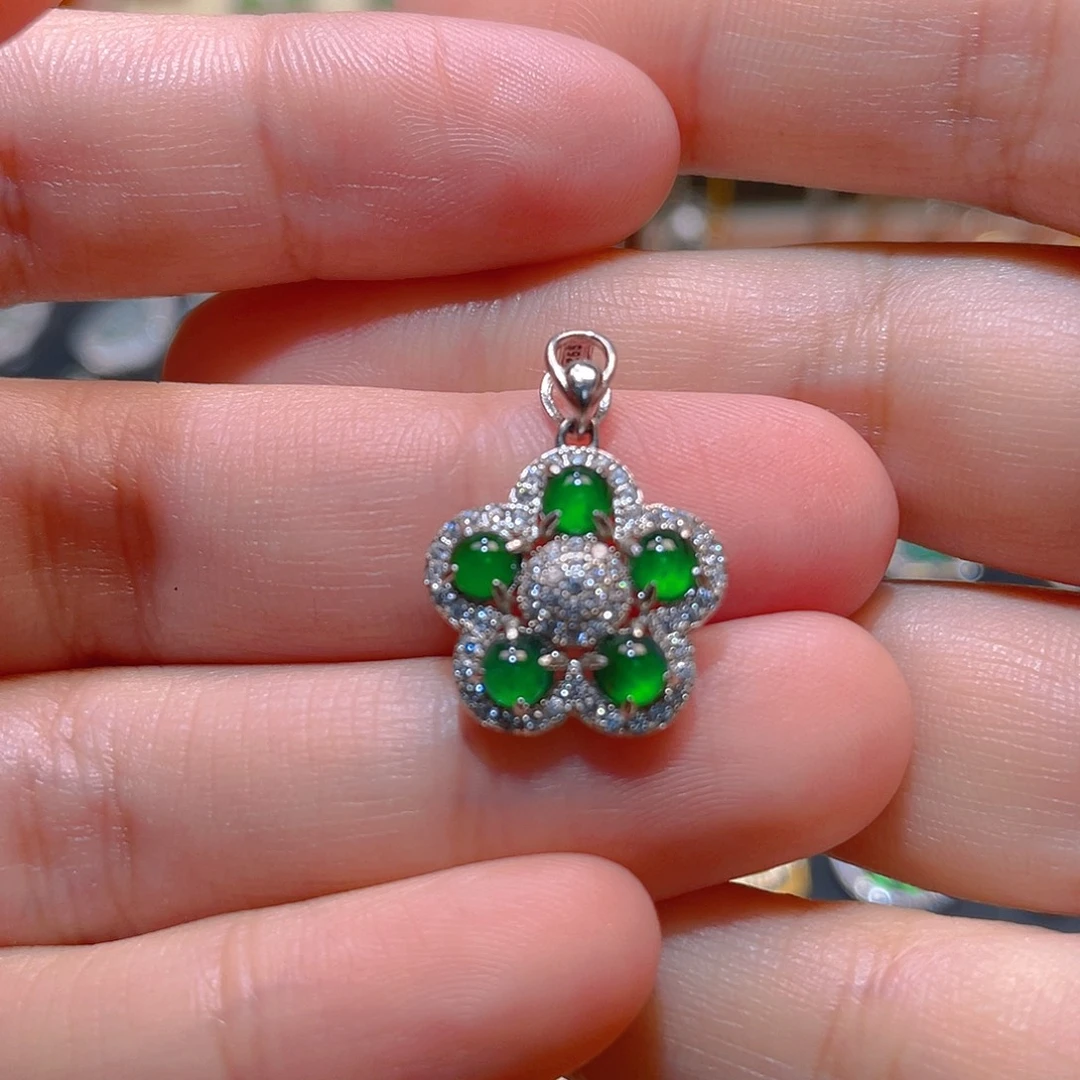 翡翠银S925镶嵌吊坠(不含链)