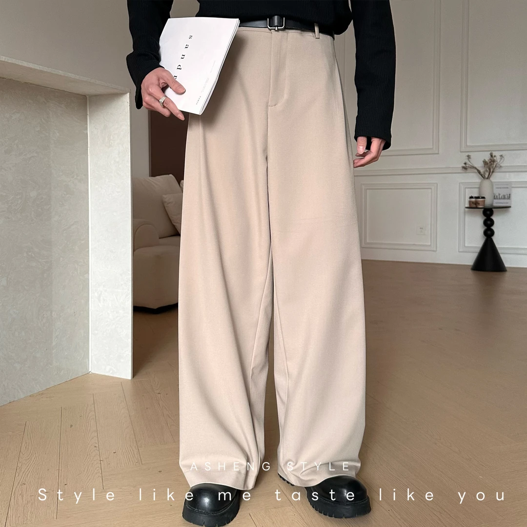 男裤直筒裤免烫抗皱休闲裤男款西裤长裤男高级感痞帅阔腿裤