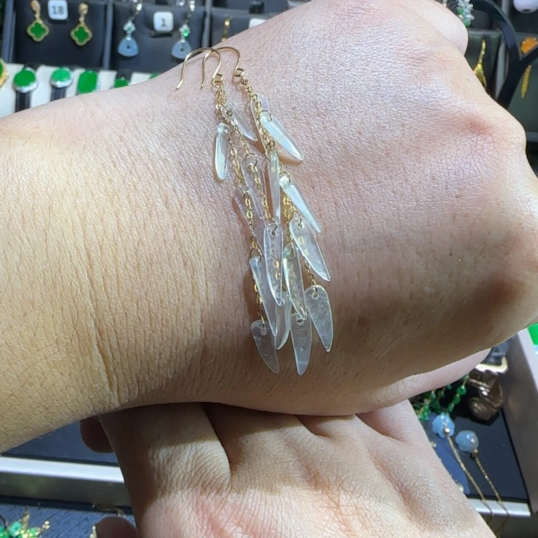 翡翠18K金镶嵌颈饰耳钩