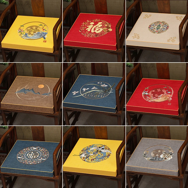 新中式椅垫实木家具餐椅垫座椅防滑坐垫圈椅茶椅太师椅官帽椅垫子