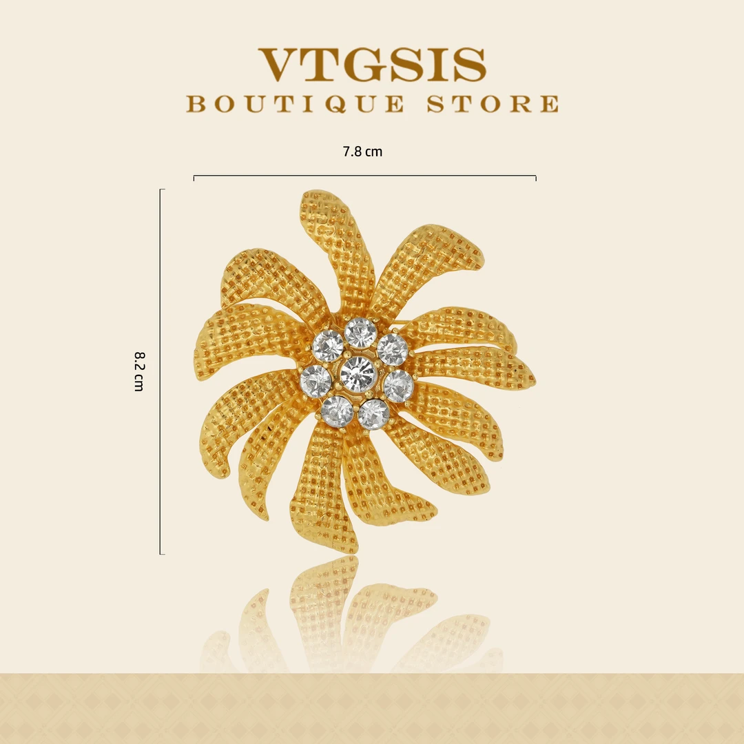 VTGSIS 合金合成锆石胸针 5666金色小雏菊胸针轻奢设计感简约胸花