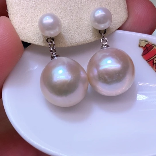 银S925镶嵌淡水珍珠耳饰