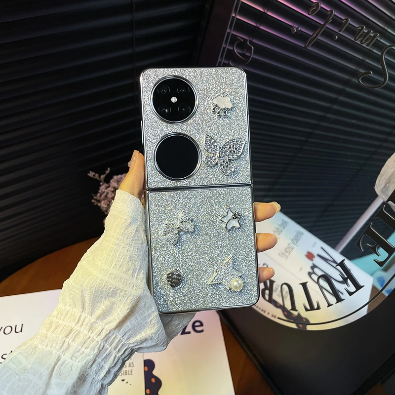 适用于华为pocket2手机壳DIY蝴蝶闪粉电镀保护壳pockets高档女潮