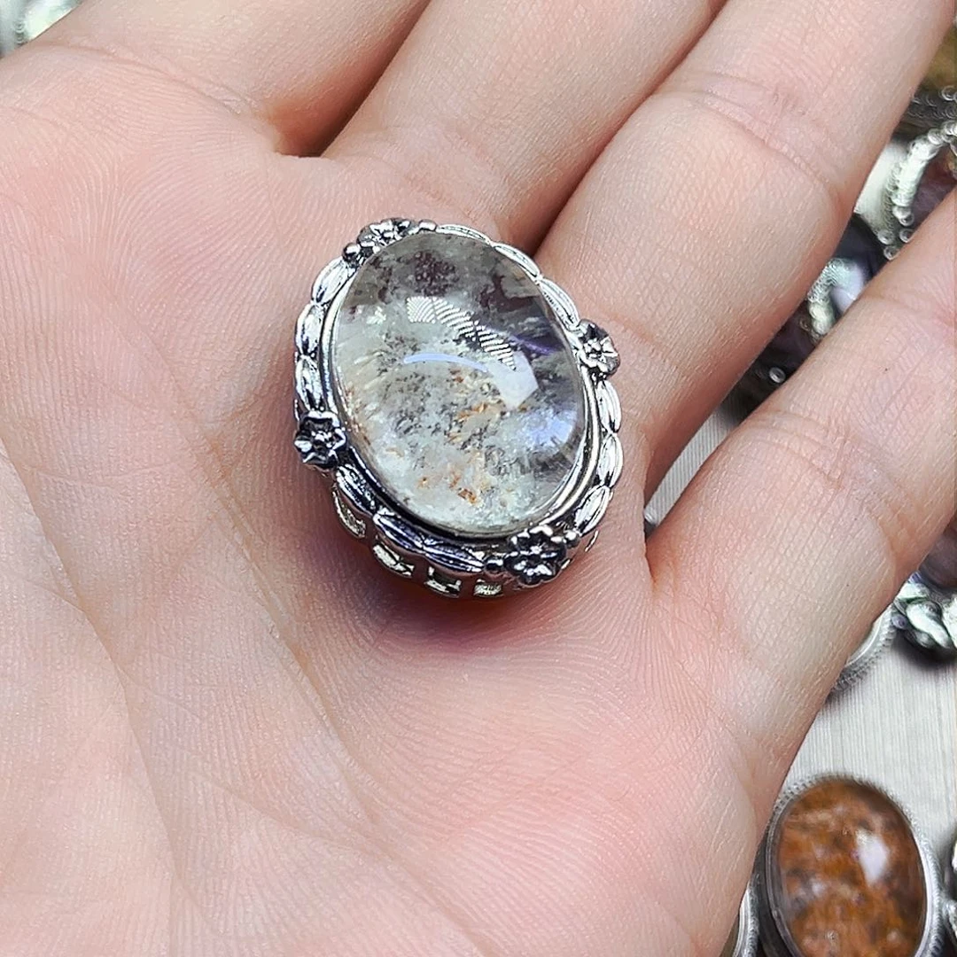 水晶戒指银S800镀金镶嵌空**郭