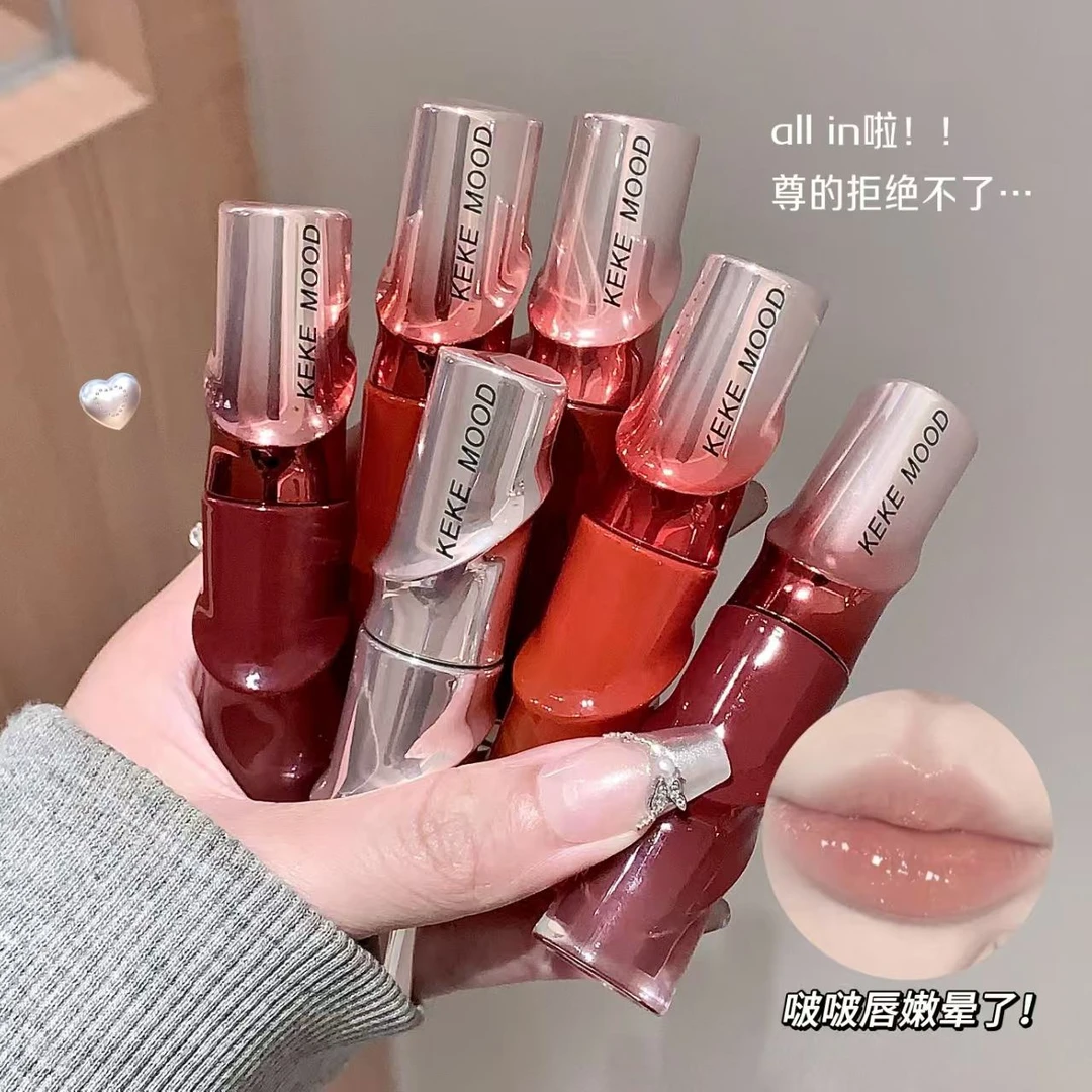 买1送1！琉染系细闪显白裸雾唇釉镜面嘟嘟唇欧美感烟灰调不易沾杯