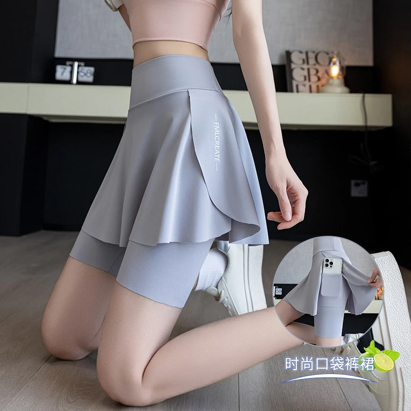 运动短裤裙假两件瑜伽裙芭比鲨鱼打底骑行网球运动裤裙安全裤短裙