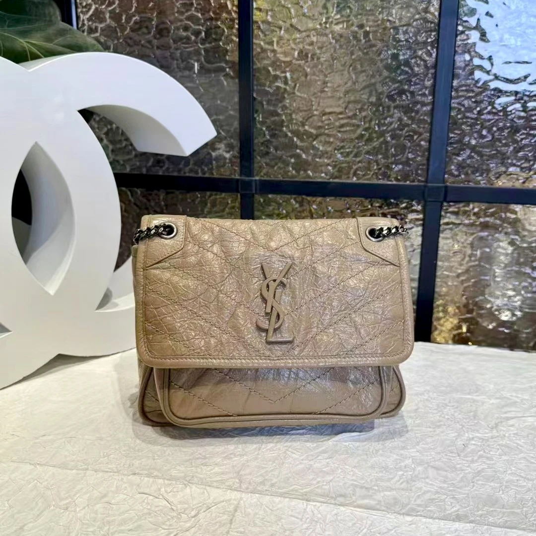 95新 YSL/圣罗兰 YSL深米色小号niki单肩包 25010023-03