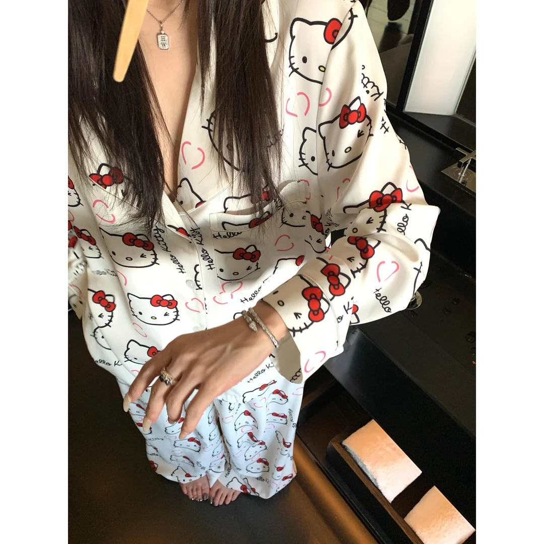 【韩系Kitty】长袖睡衣女春秋款2025新款高级休闲家居服休闲套装